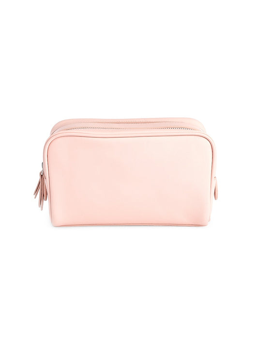 Double Zip Leather Toiletry Bag