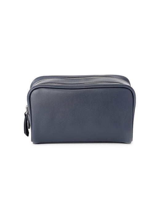 Double Zip Leather Toiletry Bag