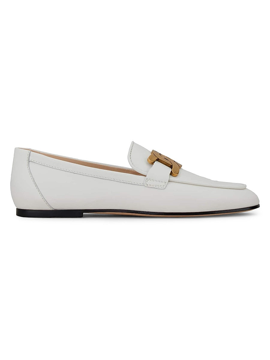 Kate Polished Goldtone Chain Leather Loafers
