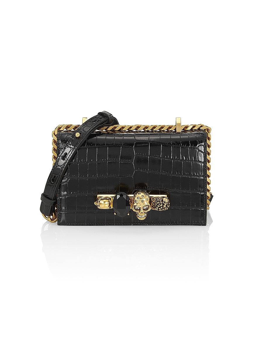 Mini Jewelled Satchel In Leather