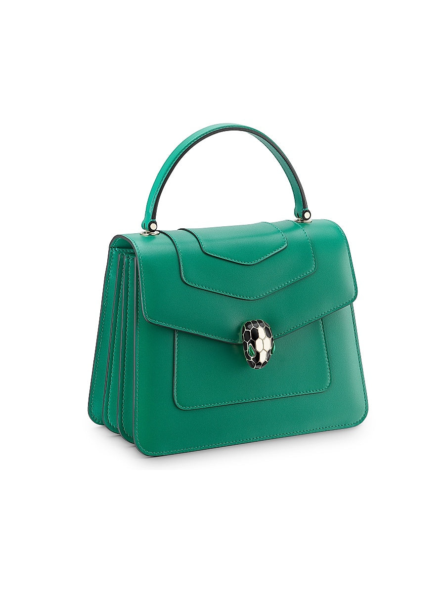 Large Serpenti Leather Top Handle Bag