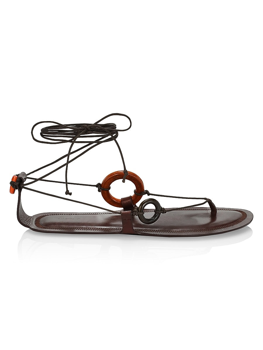 Ring Horn Ankle-Wrap Sandals