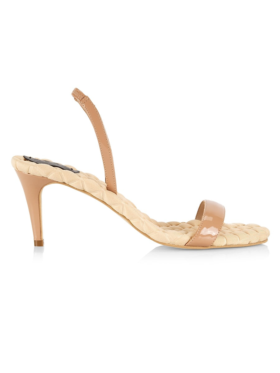 Claudia Vegan Patent Leather Quilted Slingback Sandals