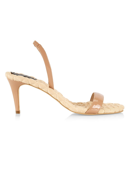 Claudia Vegan Patent Leather Quilted Slingback Sandals