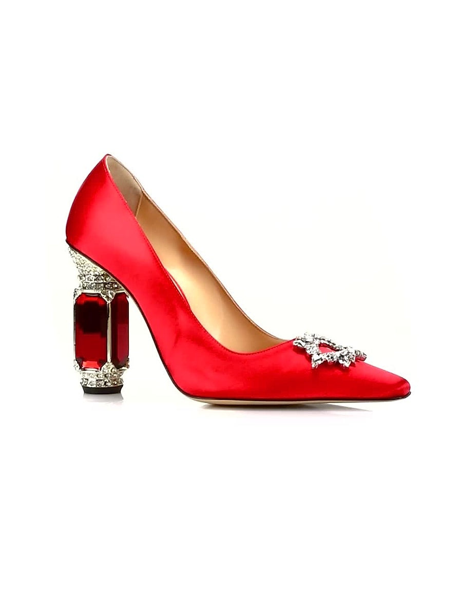 Aurum 102MM Satin Crystal-Embellished Pumps