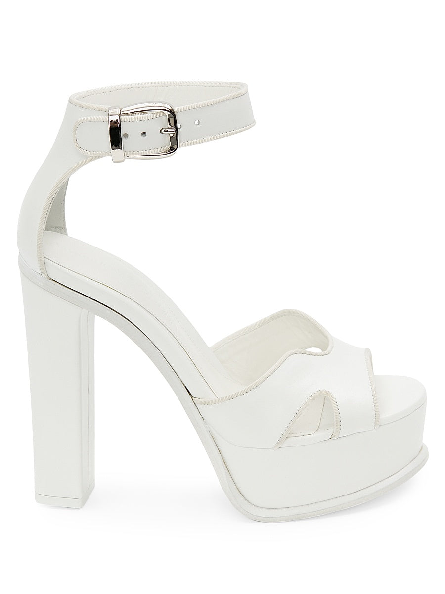 Leather Platform Ankle-Strap Sandals