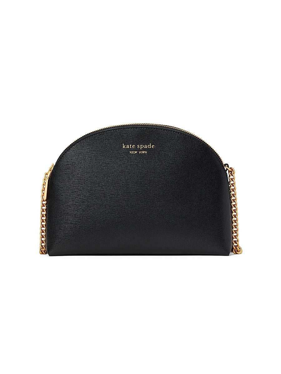 Morgan Saffiano Leather Double Zip Dome Crossbody Bag