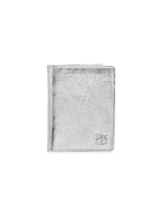 Classic Metallic Leather Bi-Fold Card Case