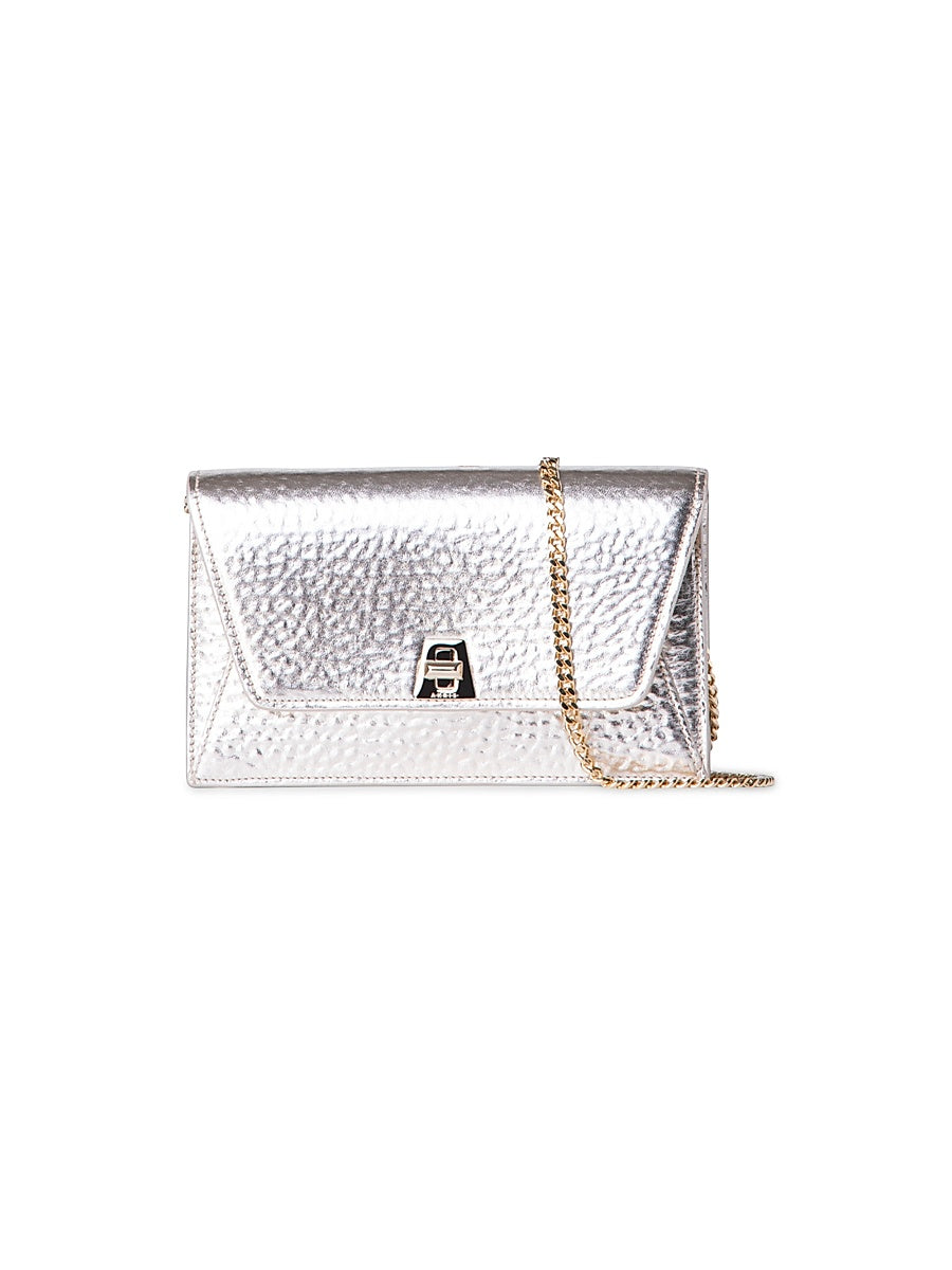 Anouk Metallic Leather Envelope Crossbody Bag