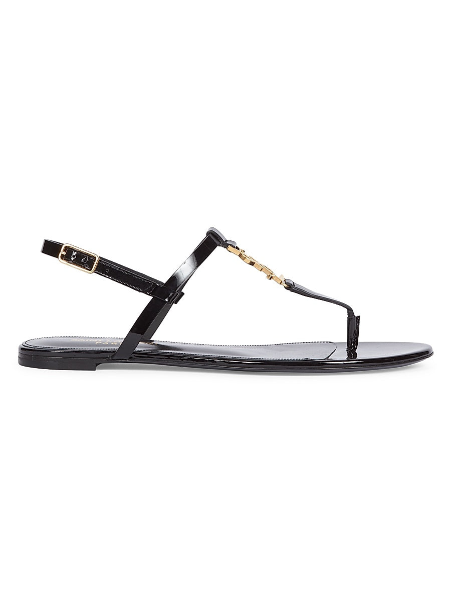 Cassandra Patent Leather Slingback Thong Sandals