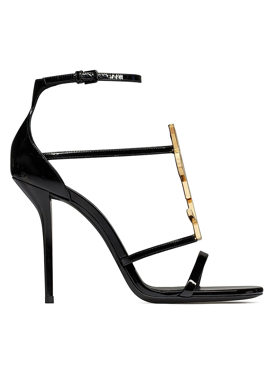 Cassandra Sandals In Patent Leather With Gold-tone Monogram