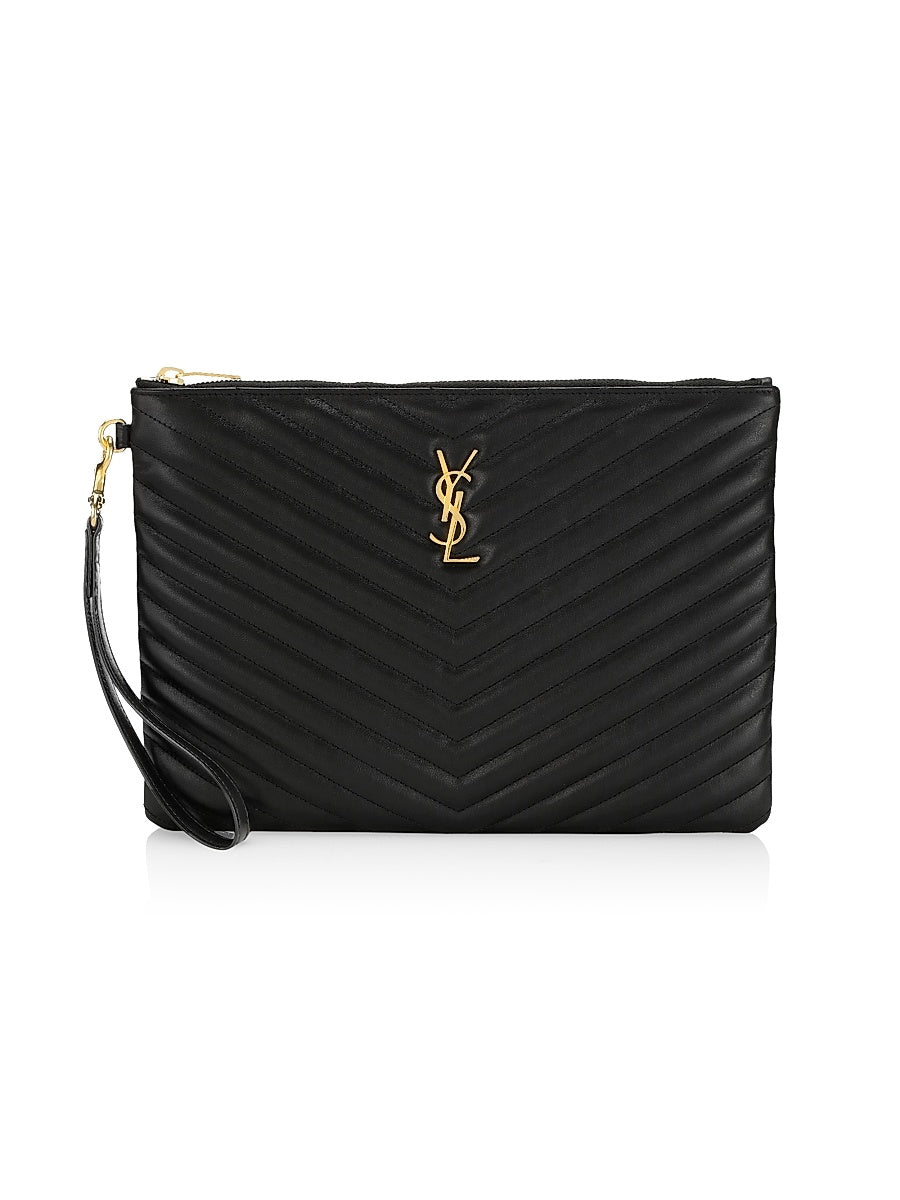 Quilted Leather Monogam Wristlet