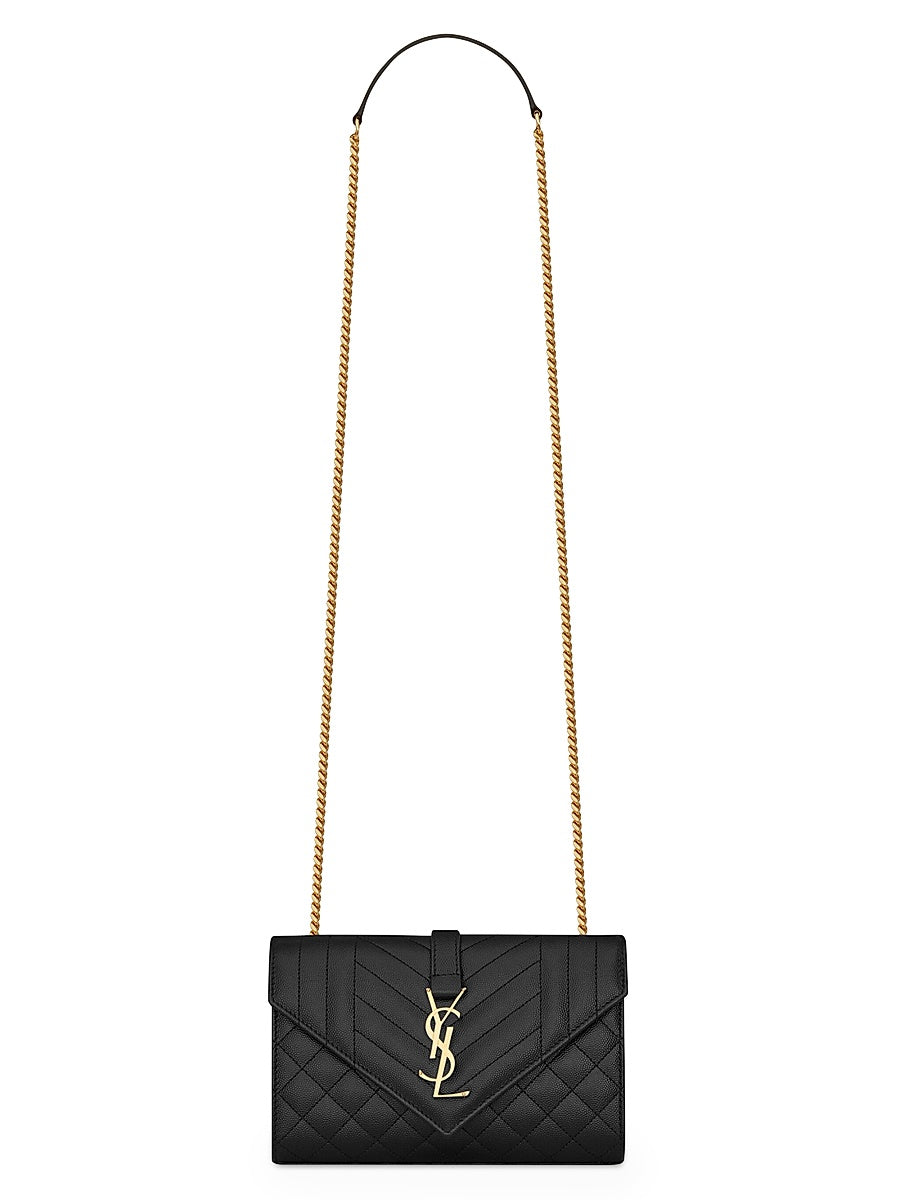 Envelope Small Shoulder Bag in Quilted Grain De Poudre Embossed Leather