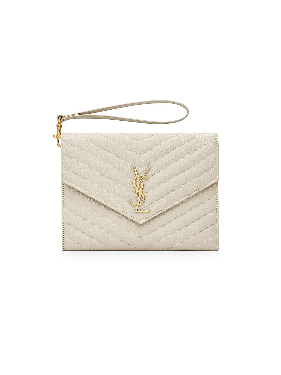 Cassandre Matelasse Flap Pouch in Quilted Grain De Poudre Embossed Leather