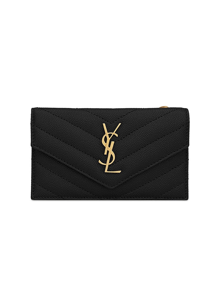 Cassandre Matelassé Fragments Flap Card Case in Grain de Poudre Embossed Leather