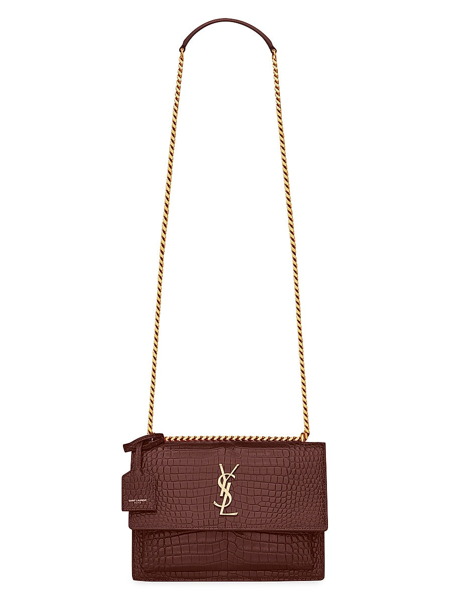 Medium Sunset Croc-Embossed Leather Shoulder Bag