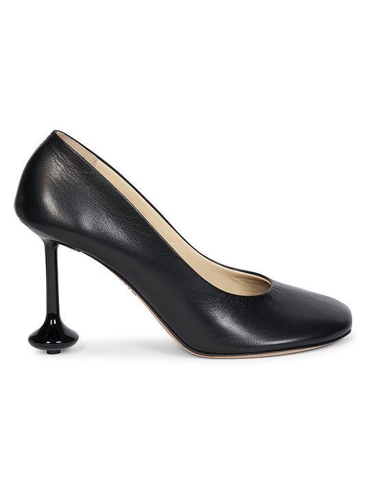 90MM Square-Toe Leather Pumps
