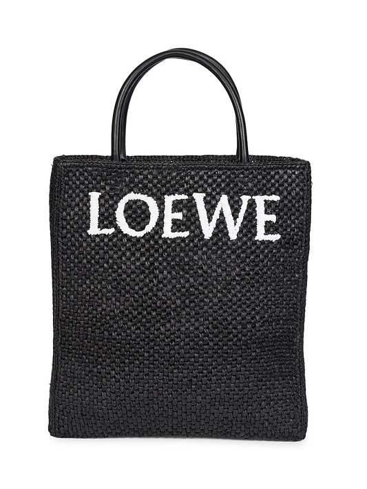 A4 Raffia & Leather Tote Bag