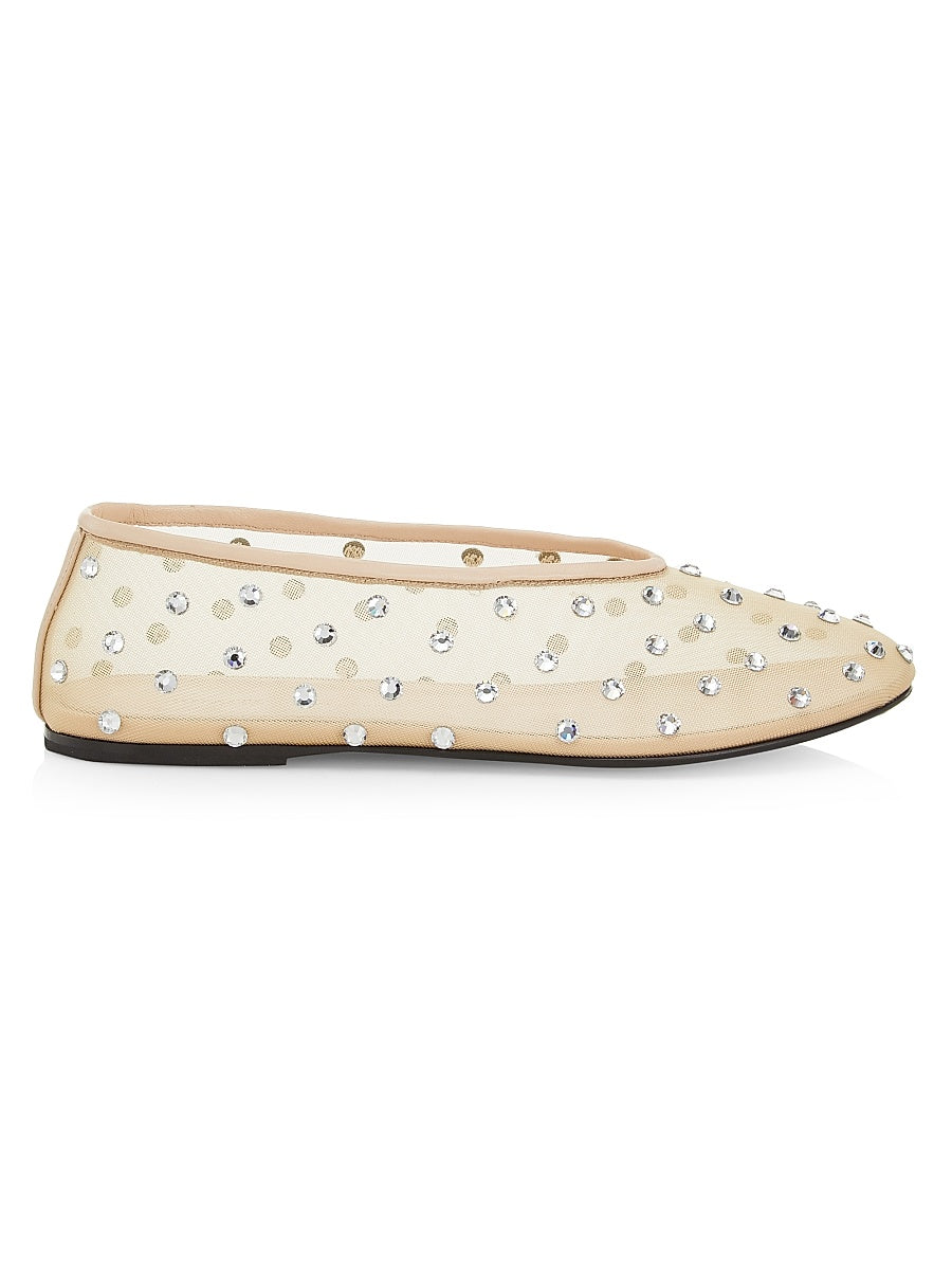 Marcy Crystal-Embellished Mesh Flats