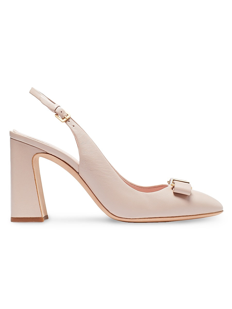 Bowdie 70MM Bow Leather Slingback Mules