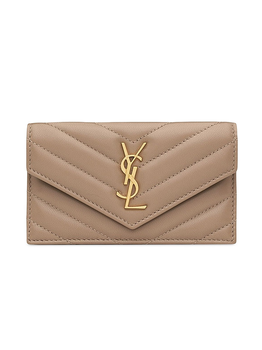 Cassandre Matelasse Fragments Flap Card Case in Quilted Lambskin