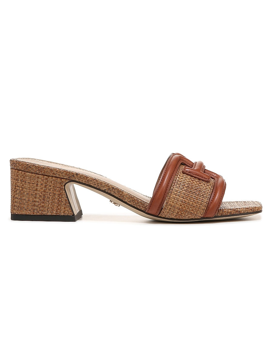 Waylon 45MM Raffia &amp; Leather Mules