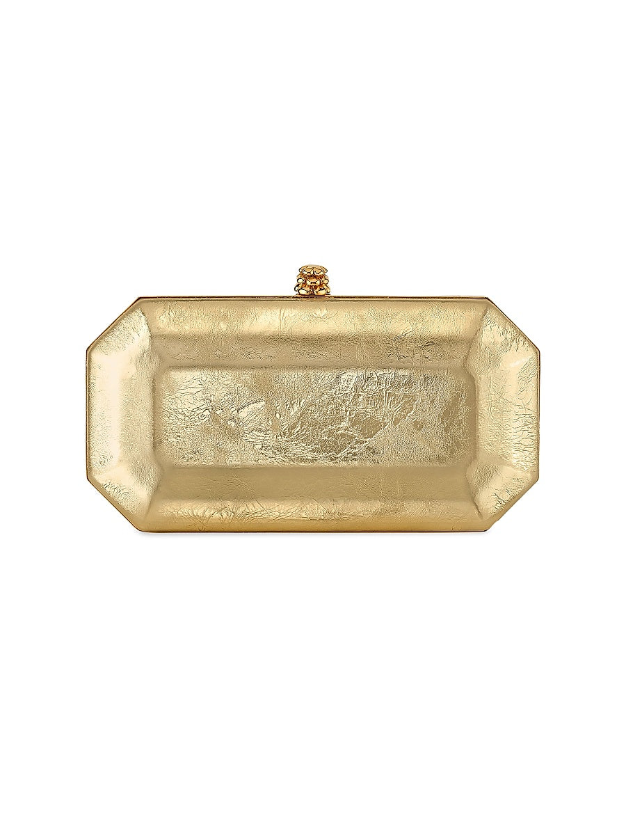 Perry Clutch Small Antiqued Leather With Gold Hardware