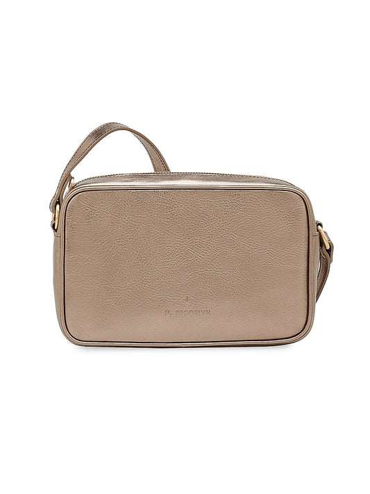 Classic Oliveta Metallic Leather Crossbody Bag
