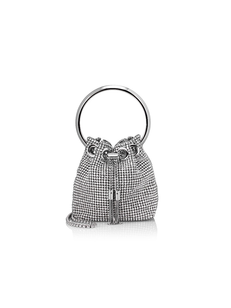 Micro Bon Bon Crystal Mesh Bucket Bag