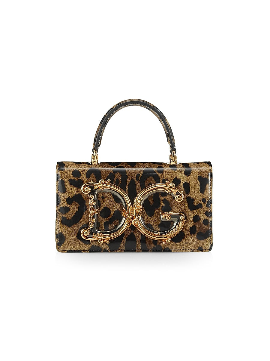 DG Leopard Leather Top-Handle Bag