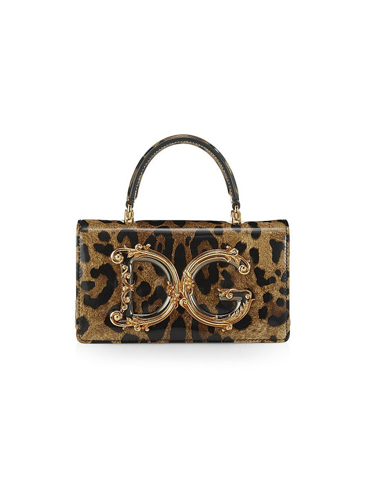 DG Leopard Leather Top-Handle Bag