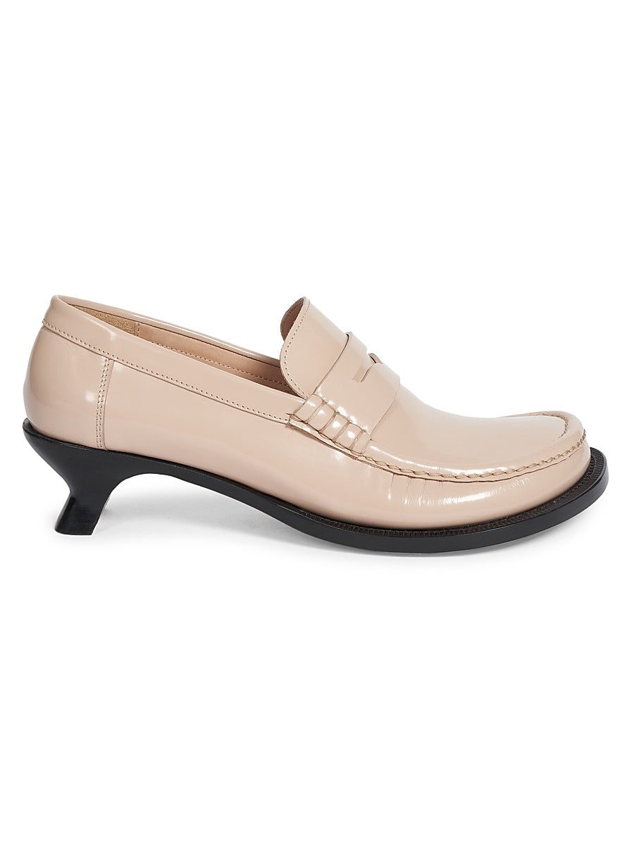 Loewe Tierra 40MM Leather Kitten-Heel Loafer Pumps