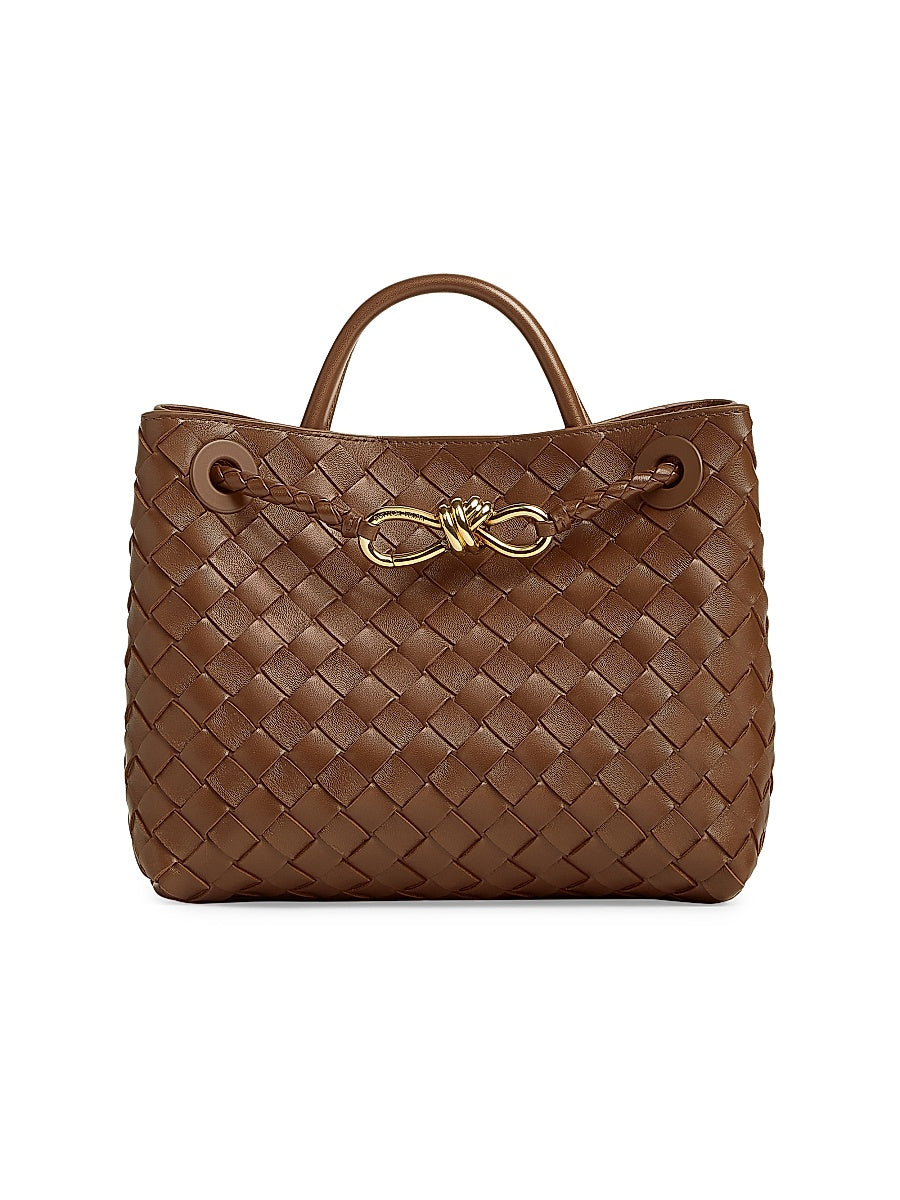 Small Andiamo Intrecciato Leather Top-Handle Bag