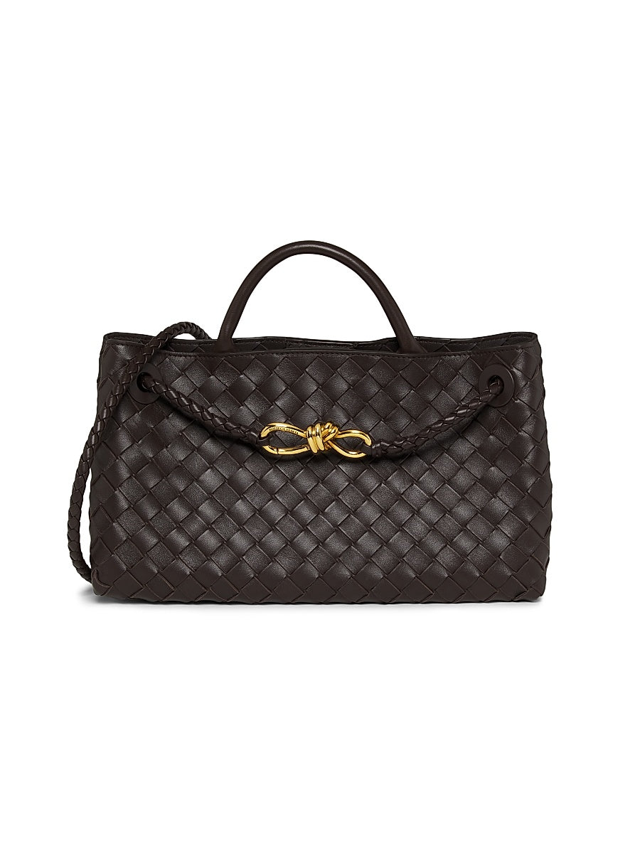 Small East-West Andiamo Intrecciato Leather Top-Handle Bag
