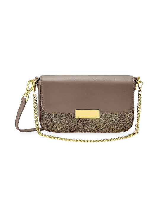 Edie Metallic Calf Hair Shoulder Bag