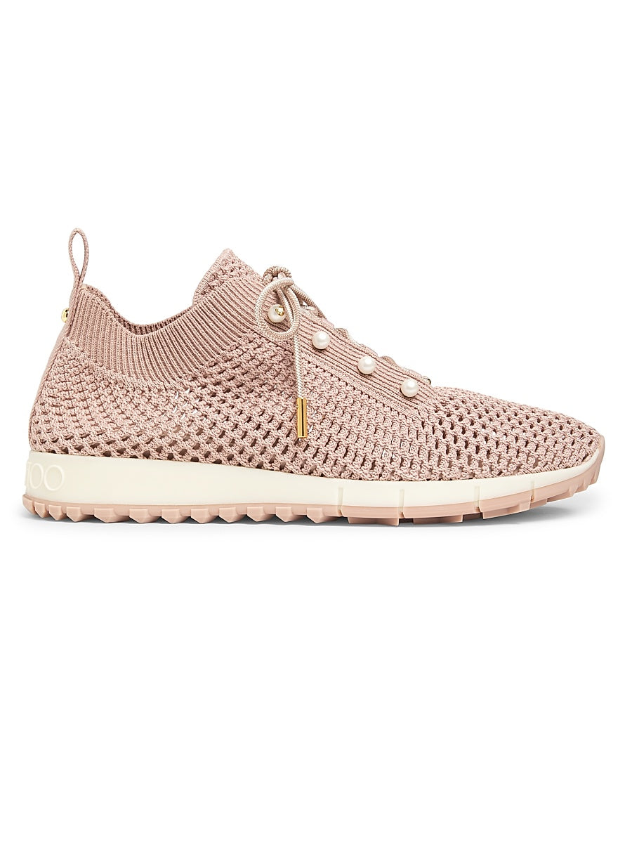 Veles Faux Pearl-Embellished Crocheted Sneakers