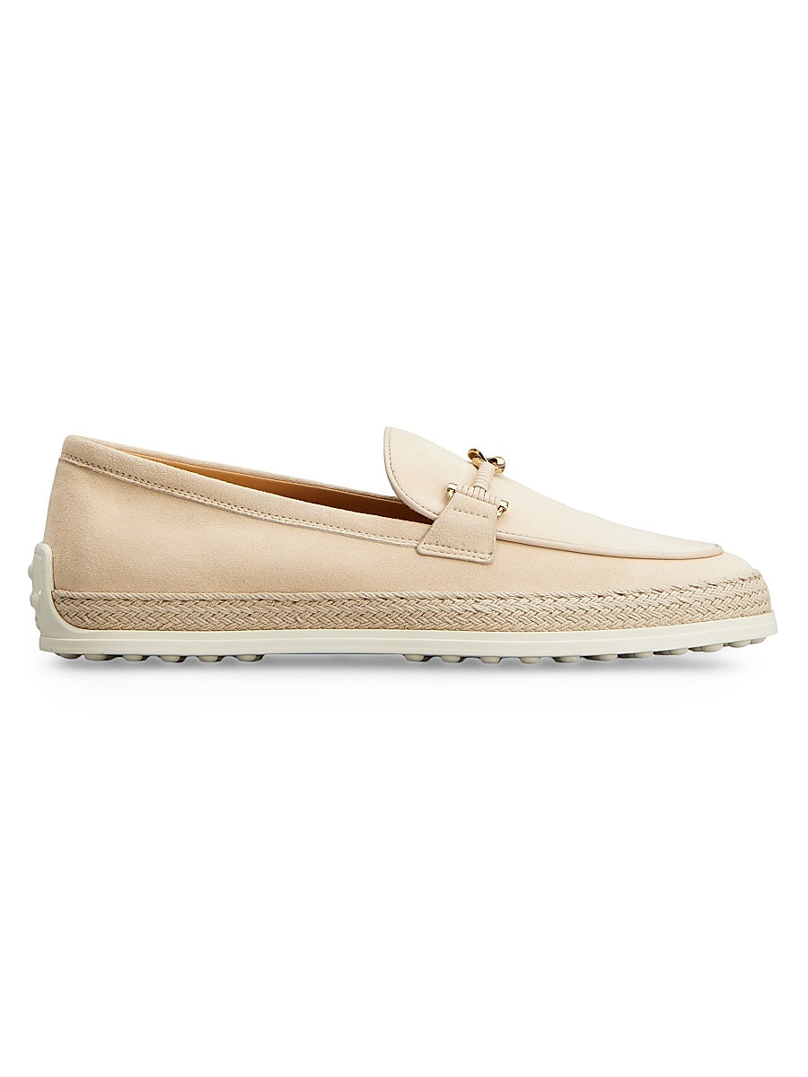 Suede &amp; Raffia Loafers
