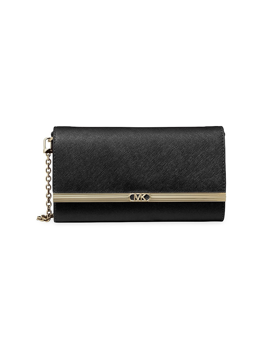 Large Mona Saffiano Leather Clutch