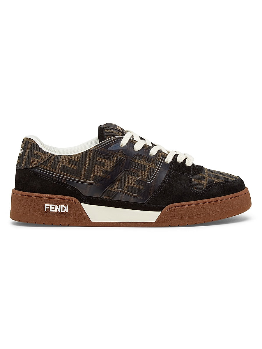 Fendi Match Suede &amp; Jacquard Low-Top Sneakers