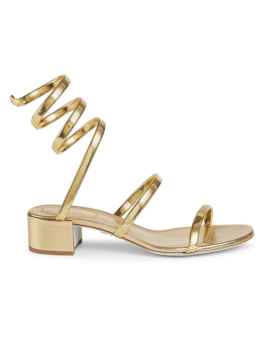 40MM Metallic Leather Wrap Sandals