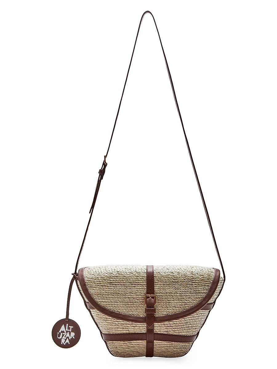 Watermill Straw &amp; Leather Crossbody Bag