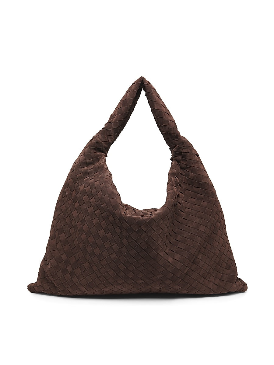 Large Hop Intrecciato Suede Hobo Bag