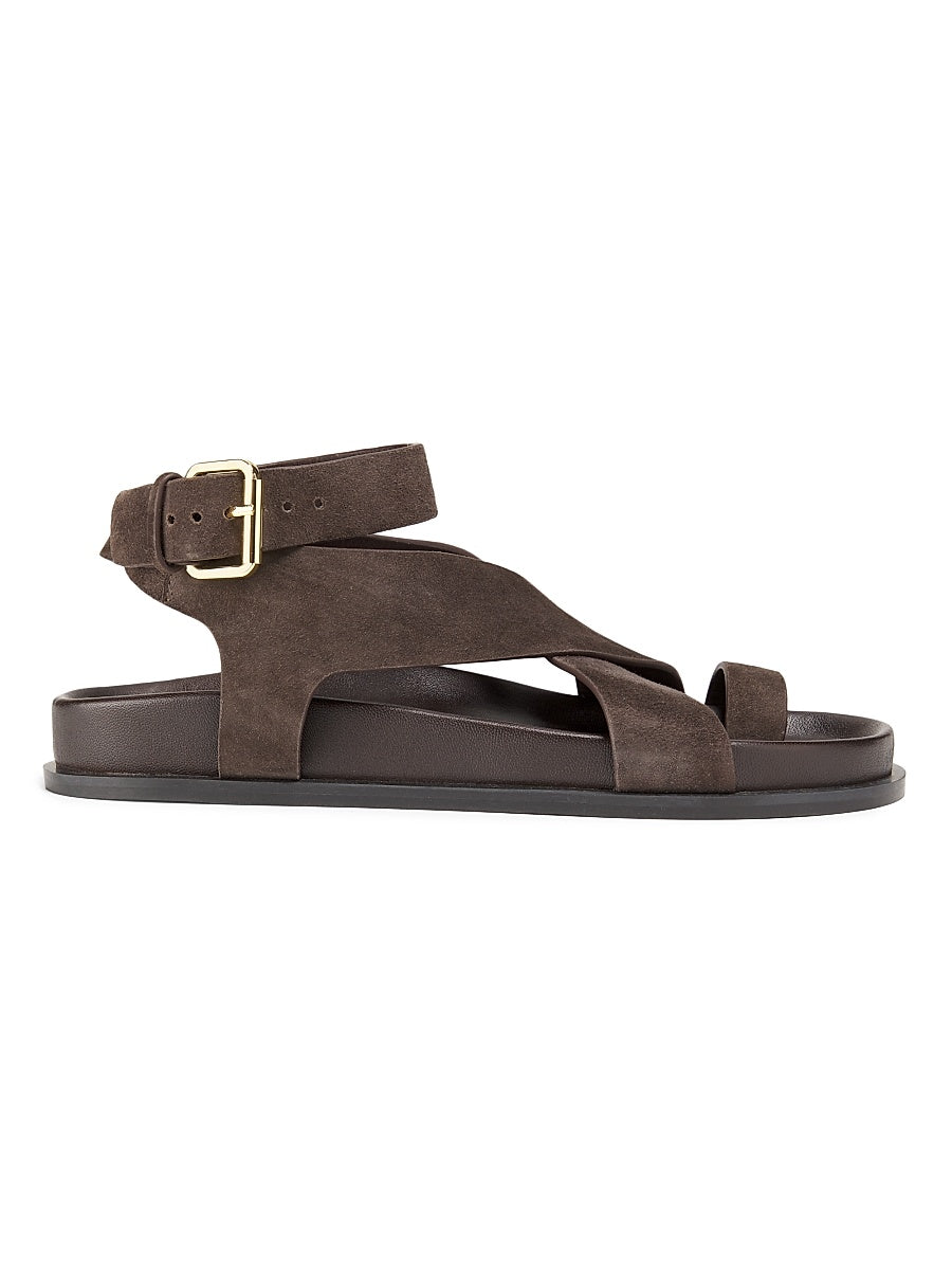 Jalen Buckled Suede Ankle-Wrap Sandals