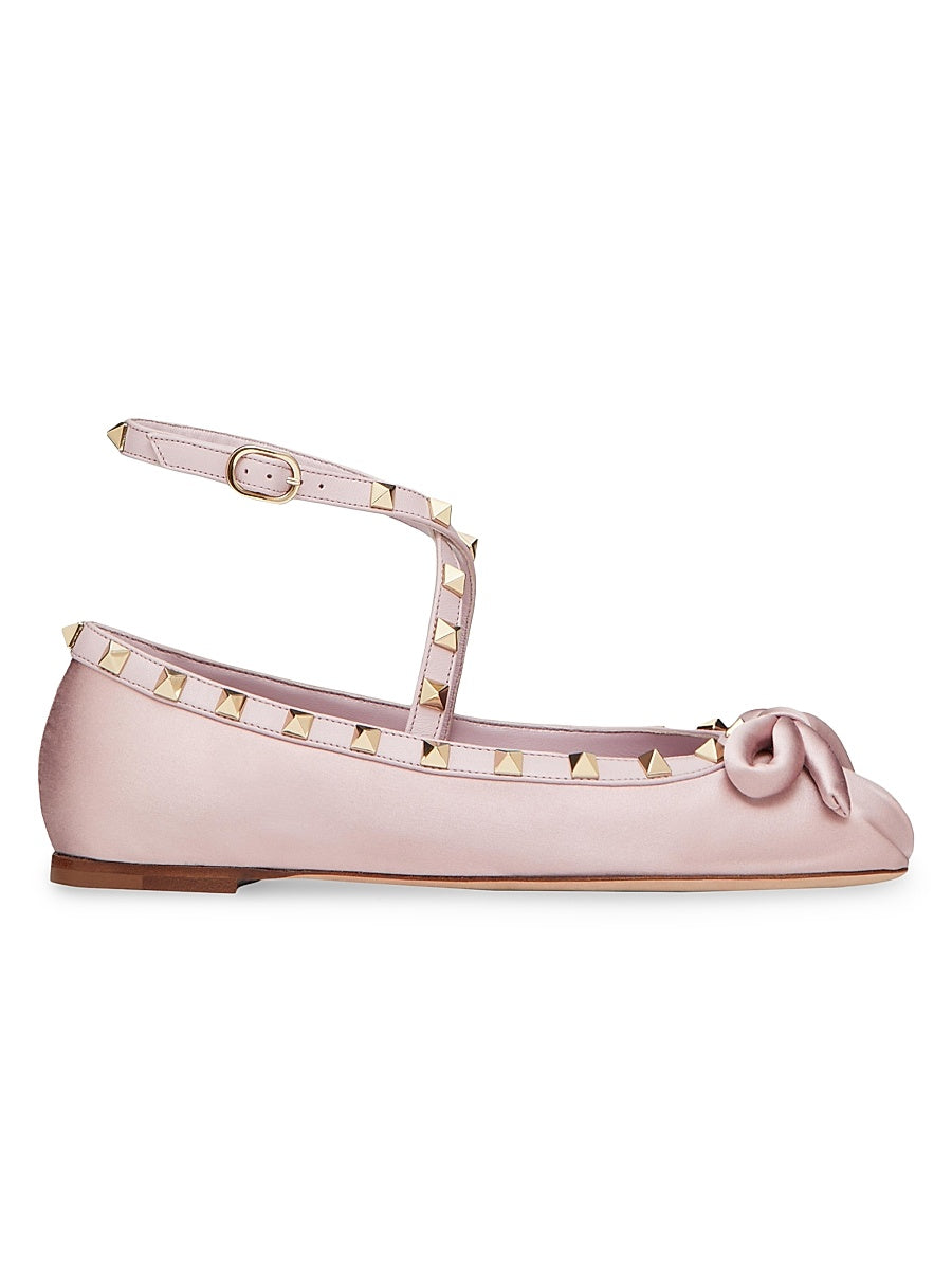 Rockstud Satin Ballerinas