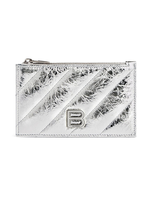 Crush Long Coin and Card Holder Metallized Quilted