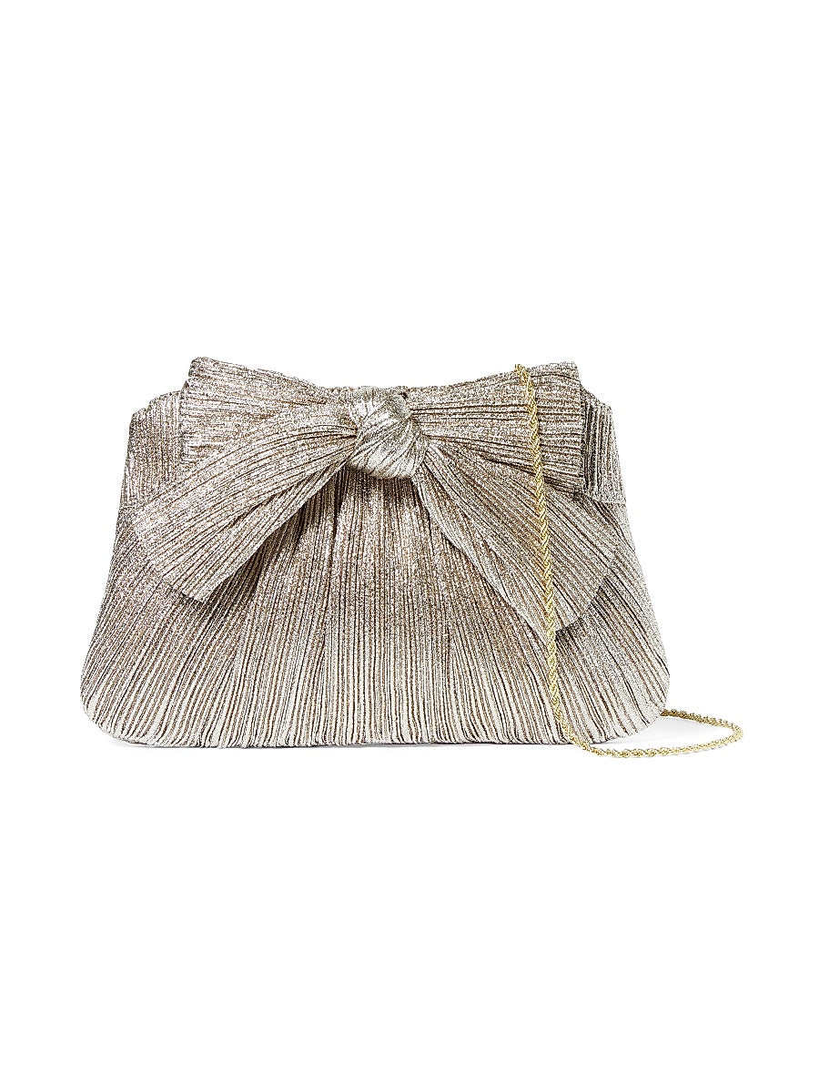Rayne Pleated Lamé Bow Clutch