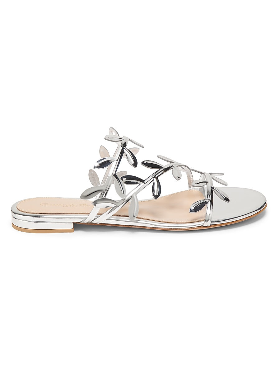 Flavia Metallic Leather Flat Sandals