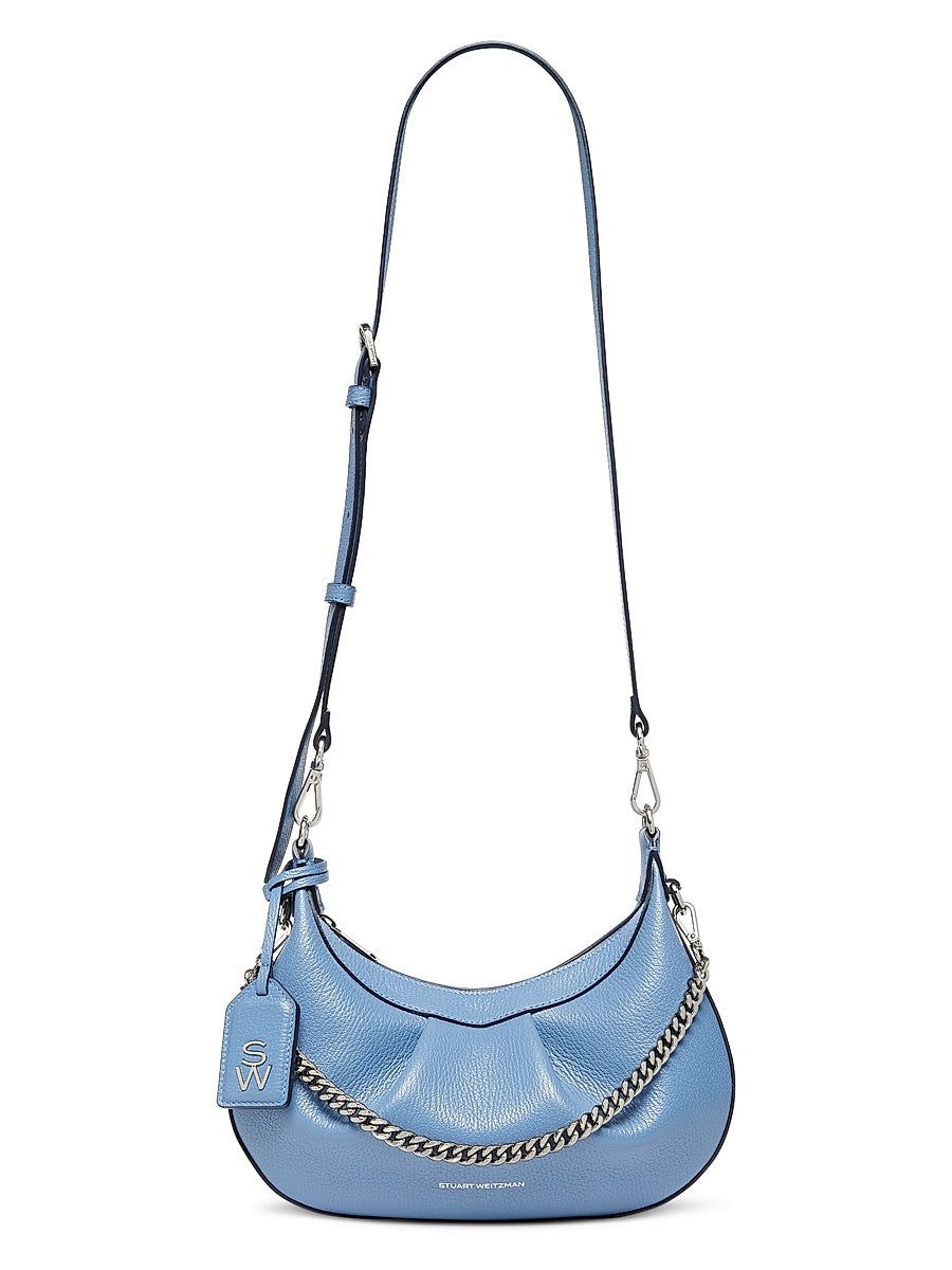 Stellar Crescent Textured Leather Shoulder Bag