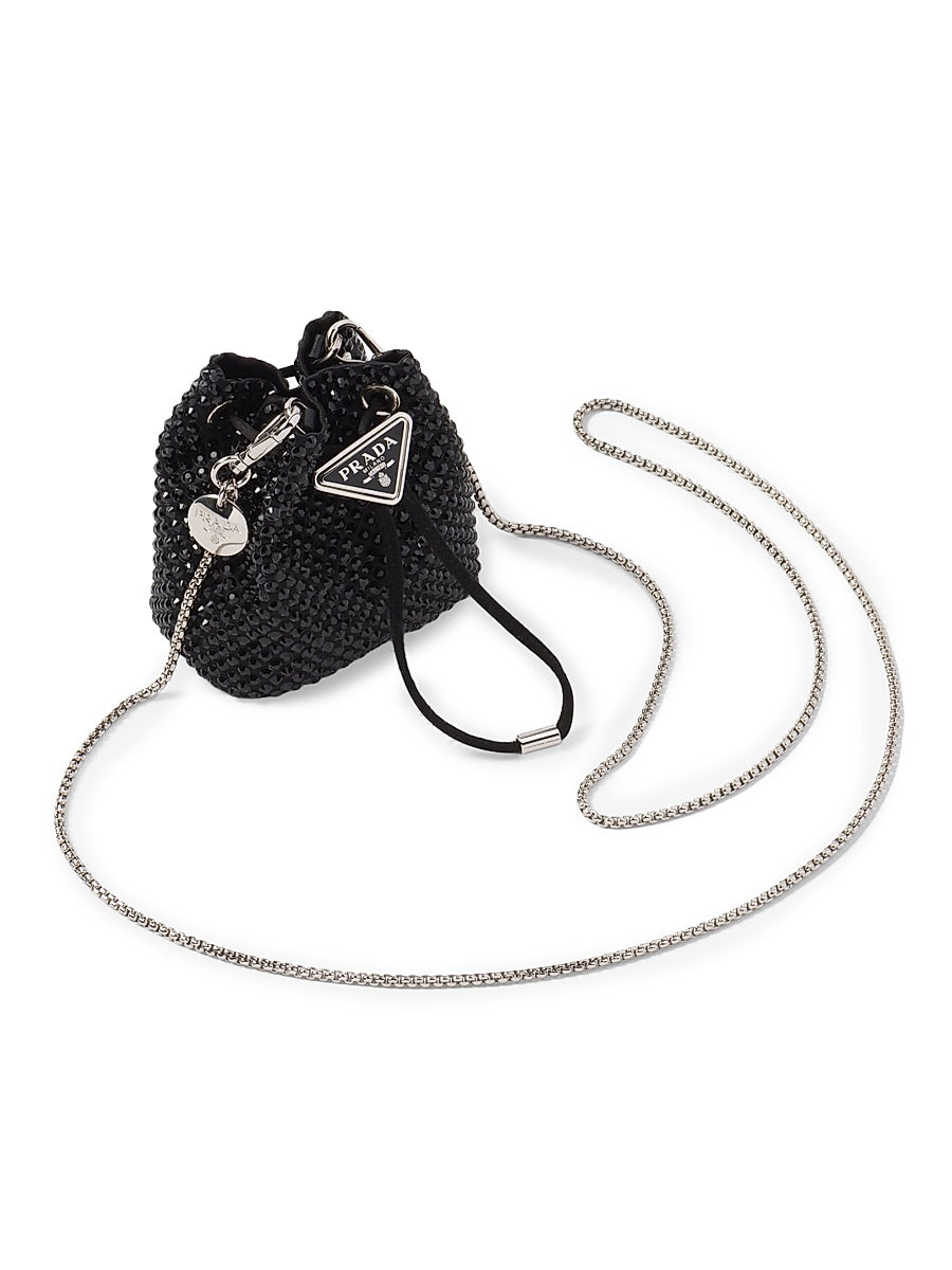 Satin Mini-Pouch With Synthetic Crystals