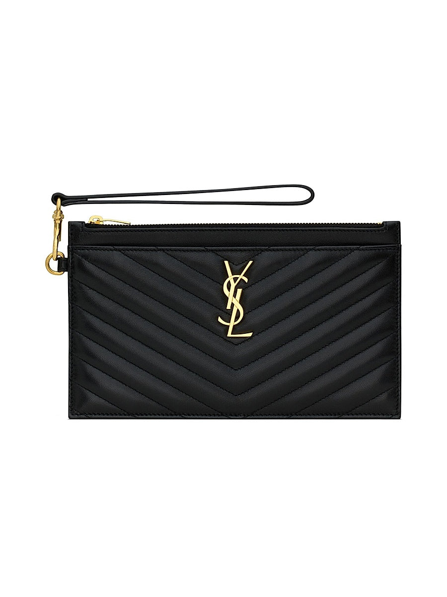 Cassandre Matelassé Large Zipped Pouch In Lambskin